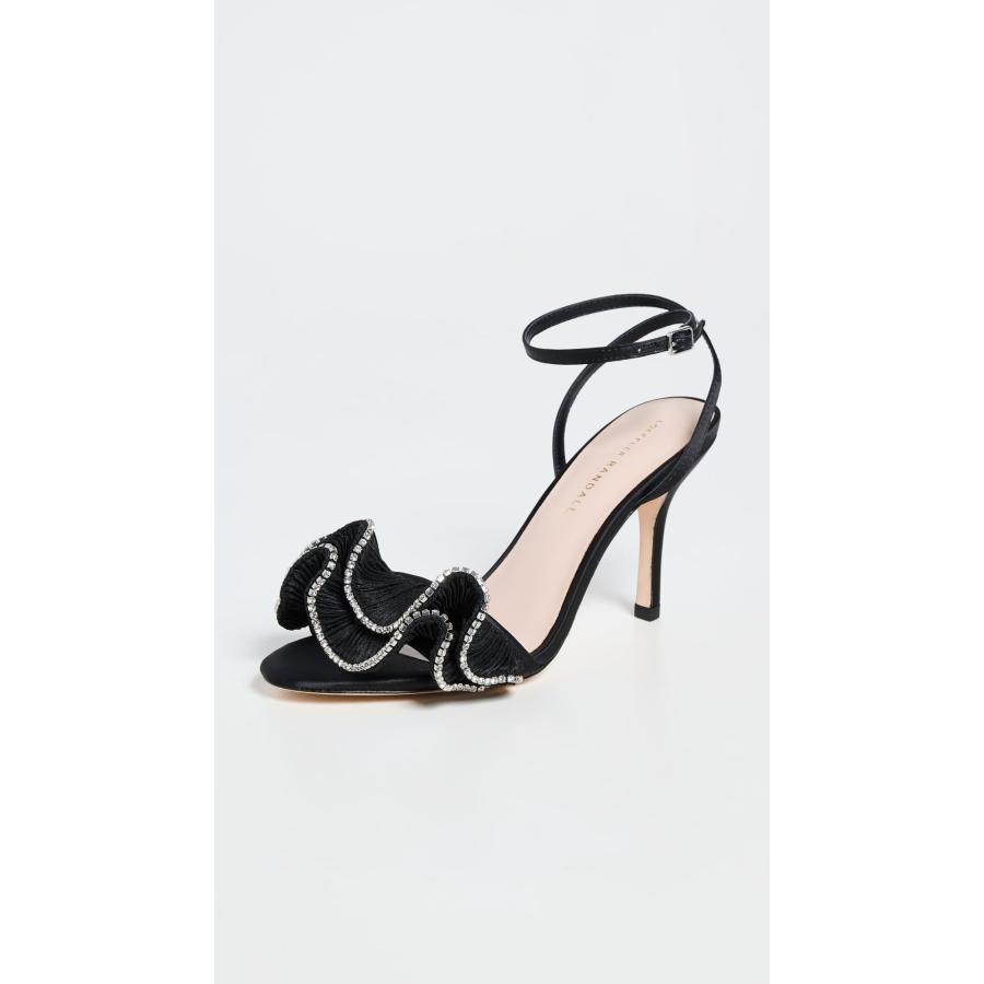 【並行輸入品】Loeffler Randall レディース Estella プリーツフリル ハイヒール サンダル アンクルストラップ付き, ブラの画像