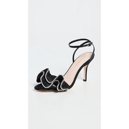 【並行輸入品】Loeffler Randall レディース Estella プリーツフリル ハイヒール サンダル アンクルストラップ付き, ブラの画像