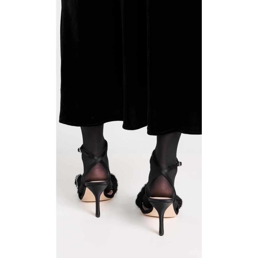 【並行輸入品】Loeffler Randall レディース Estella プリーツフリル ハイヒール サンダル アンクルストラップ付き, ブラの画像