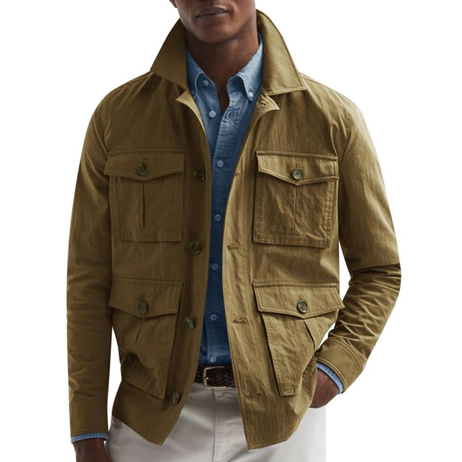 並行輸入品】Runcati Mens Lightweight Safari Jacket Casual Button 