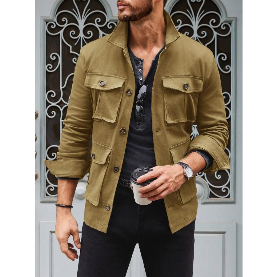 並行輸入品】Runcati Mens Lightweight Safari Jacket Casual Button 