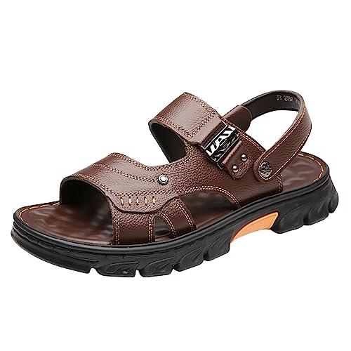【並行輸入品】EGSUMAIL Men's Open Toe Adjustable Leather Sandals Outdoor Summe_1