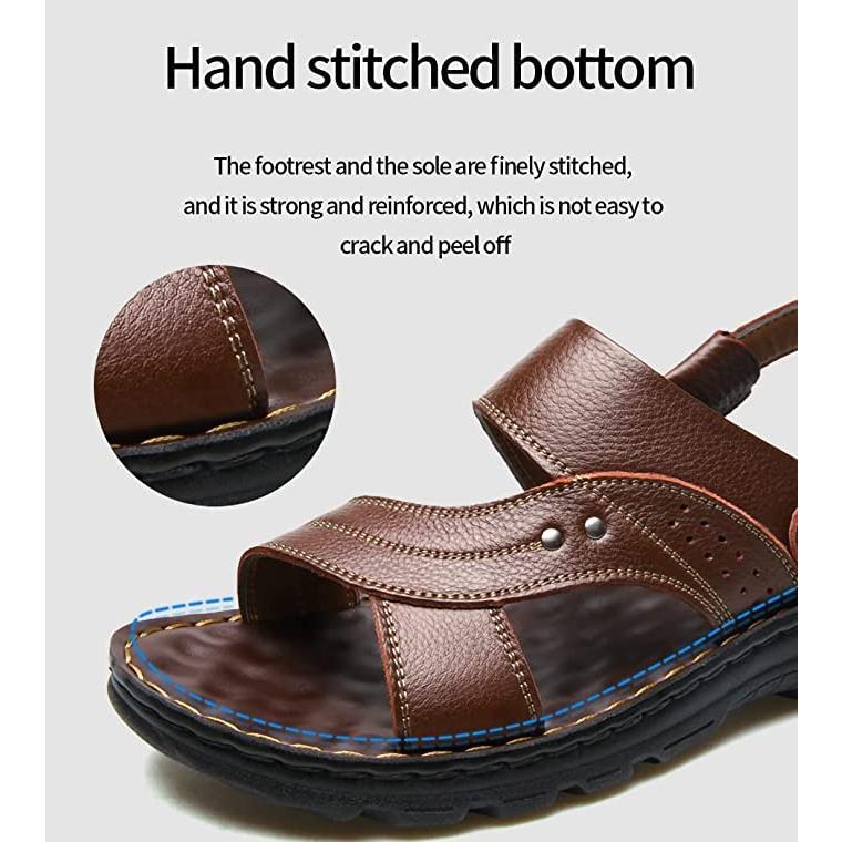 【並行輸入品】EGSUMAIL Men's Open Toe Adjustable Leather Sandals Outdoor Summe_7