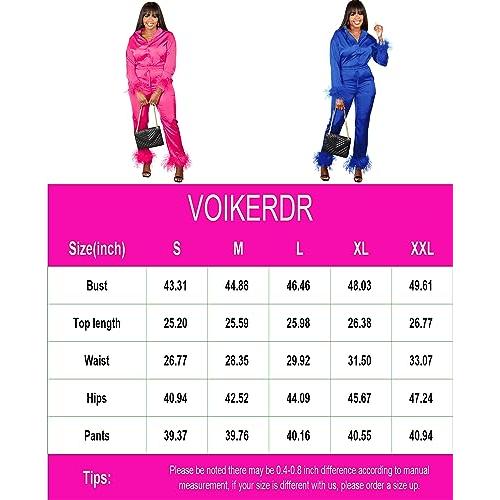 【並行輸入品】VOIKERDR 2 Piece Outfits for Women Feather Cuffs Tracksuit Long