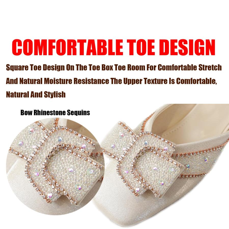 【並行輸入品】Women's Bow Rhinestone Sequins Satin Flat Mules Fashion Backlessの画像