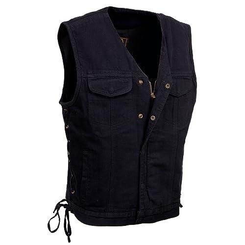 【並行輸入品】Milwaukee Leather MDM3013 Men's 'Brute' Concealed Snap Black Den