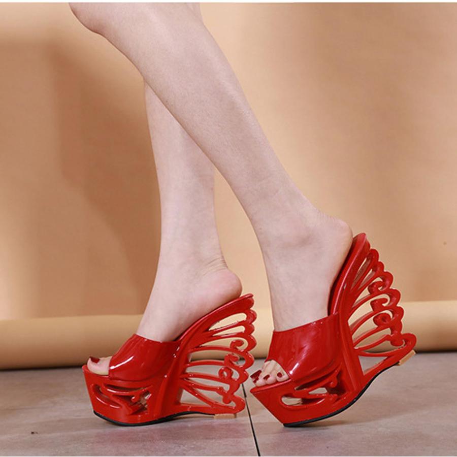【並行輸入品】Vujkliy Wedge Mules for Women, Peep Toe Platform Slide Sandals,の画像