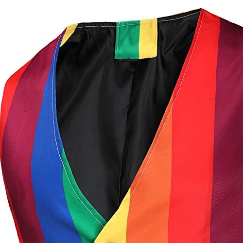 【並行輸入品】Mens Waistcoats Sleeveless Single breasted Suit Funny Rainbow Pr_7