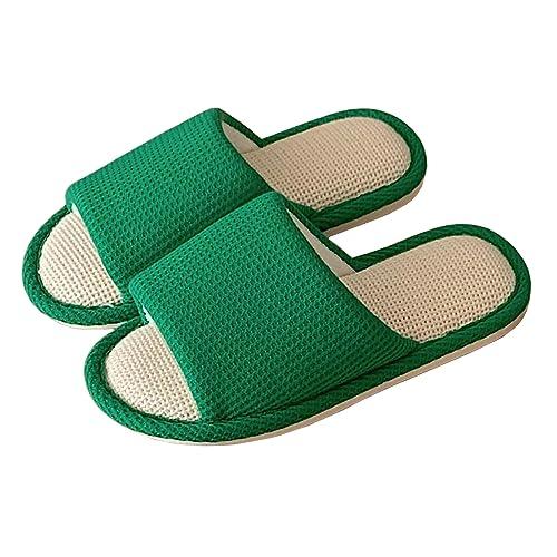 【並行輸入品】Gaolinci ワッフルリネンスリッパ、女性用ホームリネンスリッパ, グリーン, 7 Women/6 Men Gaolinciの画像