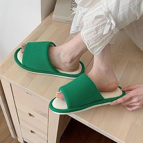 【並行輸入品】Gaolinci ワッフルリネンスリッパ、女性用ホームリネンスリッパ, グリーン, 7 Women/6 Men Gaolinciの画像