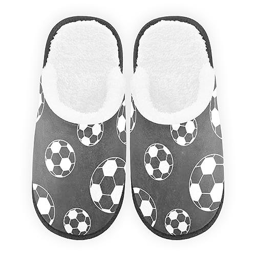 【並行輸入品】Glaphy Soccer Ball on Black Slippers Memory Foam Non Slip Indoor_1