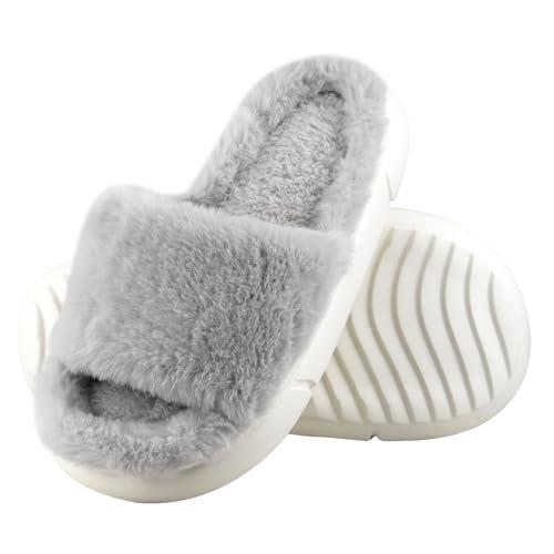 【並行輸入品】Nyicey Fuzzy House Slippers for Women Plush Comfy Faux Fur Open_1