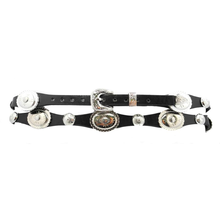 明太子♪美品✨HENSCHEL ウエスタンハット ブラック メタルコンチョ HENSCHEL ◇ レザー ウエスタンハット デッドストック Vtg