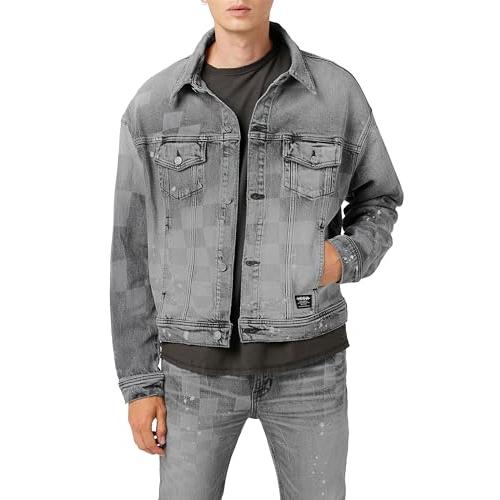 【並行輸入品】Hudson Jeans Men's Trucker Jacket, Grey Checkの画像