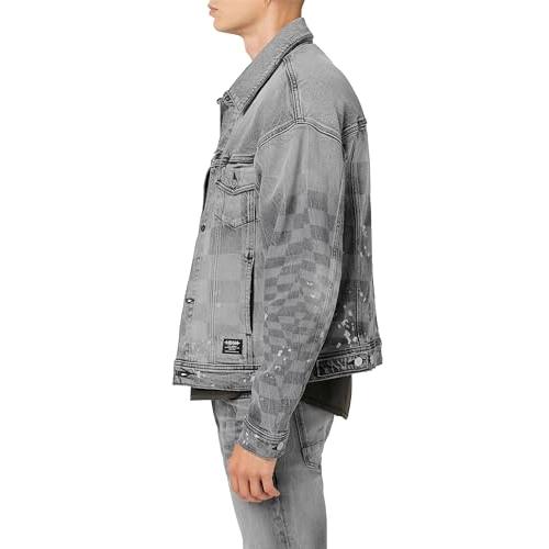 【並行輸入品】Hudson Jeans Men's Trucker Jacket, Grey Checkの画像