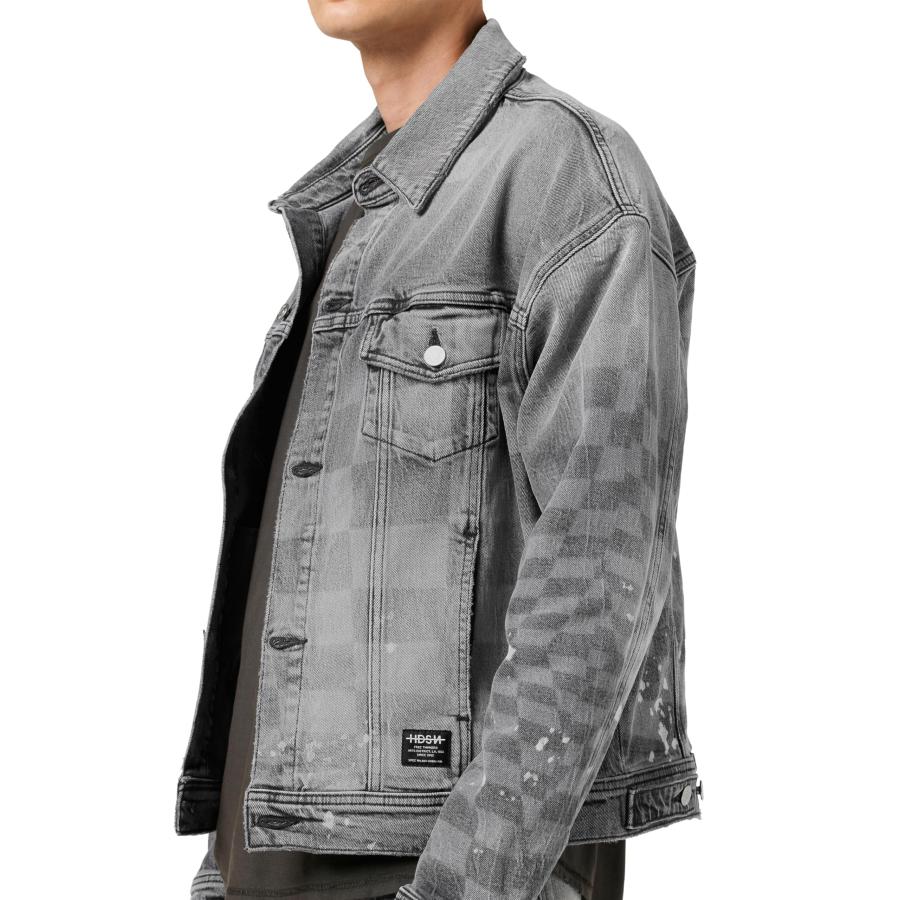 【並行輸入品】Hudson Jeans Men's Trucker Jacket, Grey Checkの画像
