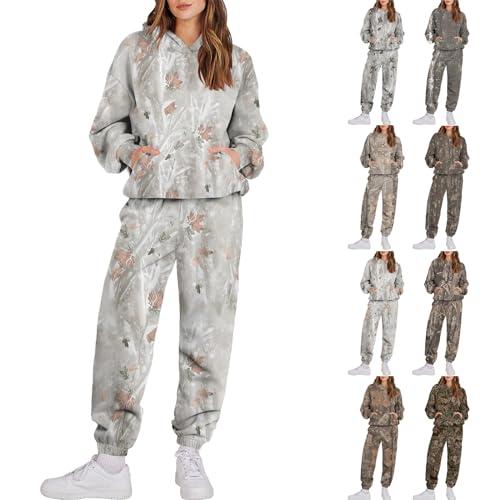 【並行輸入品】Camo Sweatsuits for Women Set 2 Piece Long Sleeve Pine Print Cam