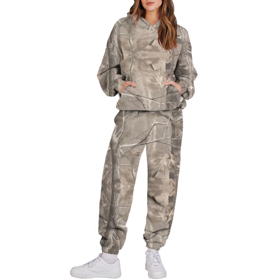 【並行輸入品】Camo Sweatsuits for Women Set 2 Piece Long Sleeve Pine Print Cam