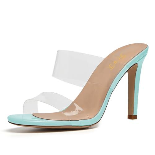 【並行輸入品】FOWT Women Open Round Toe Slip on Mules Stiletto High Heel Slippの画像
