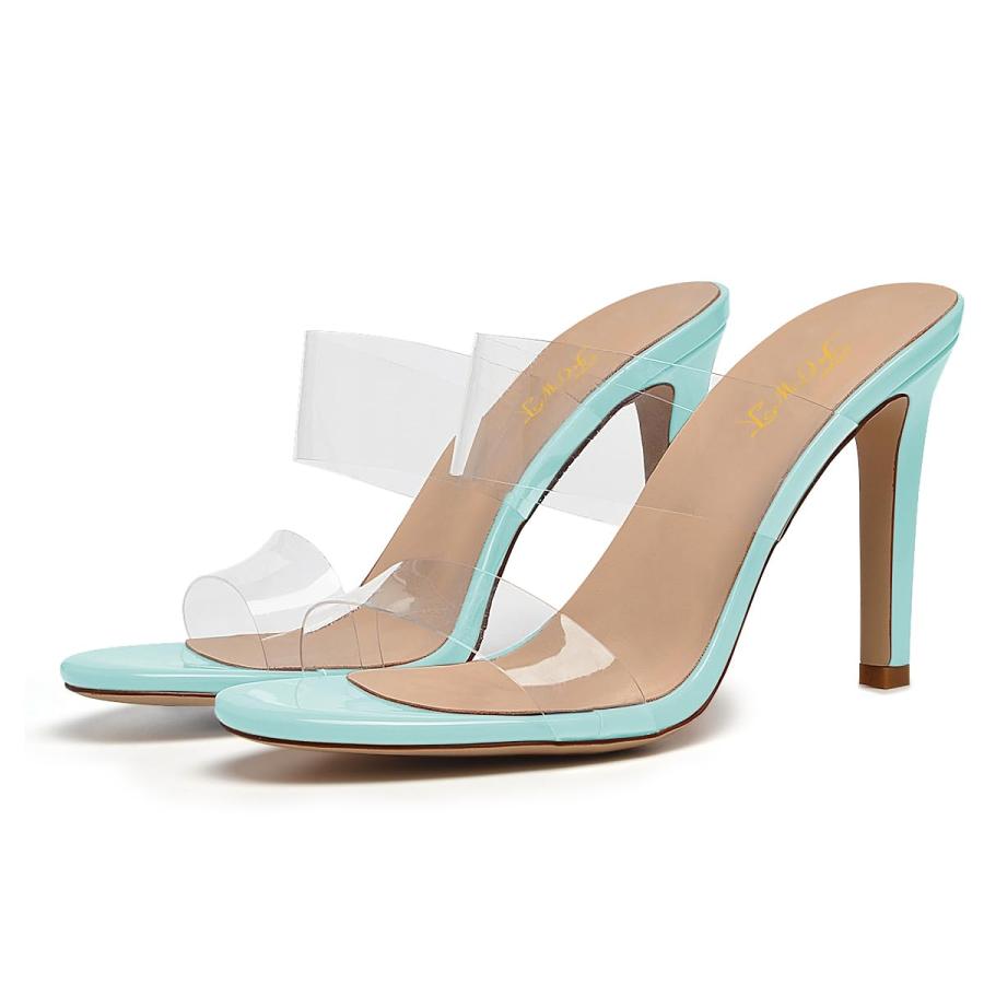 【並行輸入品】FOWT Women Open Round Toe Slip on Mules Stiletto High Heel Slippの画像
