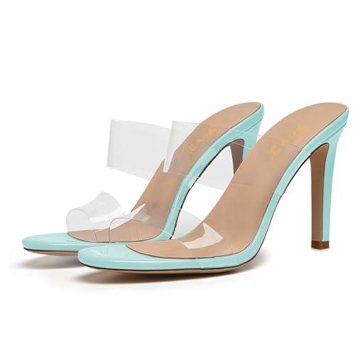 【並行輸入品】FOWT Women Open Round Toe Slip on Mules Stiletto High Heel Slippの画像