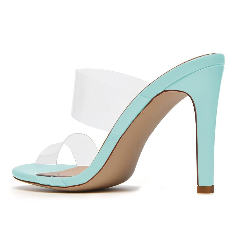 【並行輸入品】FOWT Women Open Round Toe Slip on Mules Stiletto High Heel Slippの画像