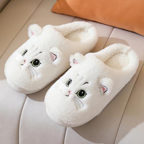 【並行輸入品】Plush Animal Slippers Women Soft Comfy Cute Cat Slippers House Hの画像