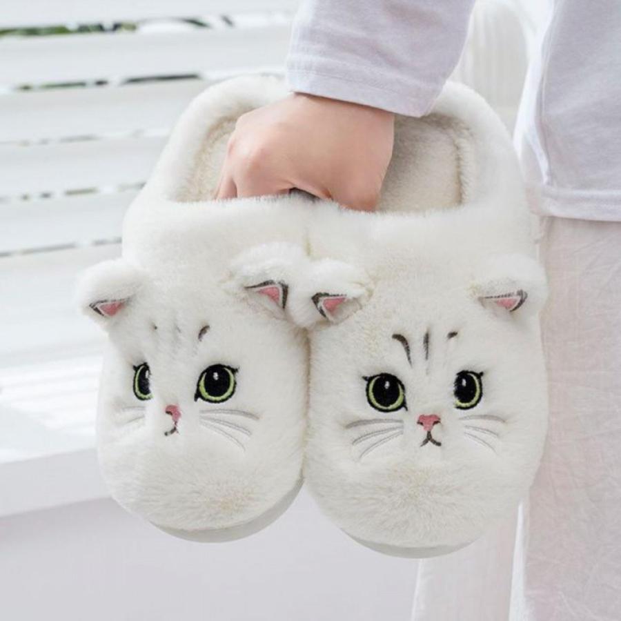 【並行輸入品】Plush Animal Slippers Women Soft Comfy Cute Cat Slippers House Hの画像
