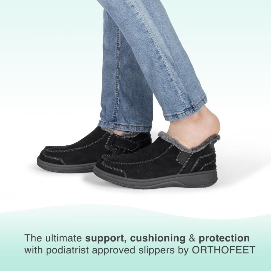 【並行輸入品】Orthofeet Men's Orthopedic Black Leather Vito Hands Free Slipper_3