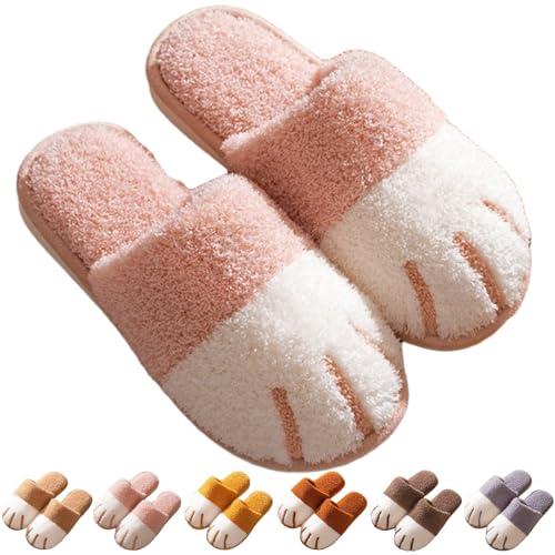 【並行輸入品】Cat Claw Slippers for Women Men Cute Fluffy Warm Cotton Plush Hoの画像
