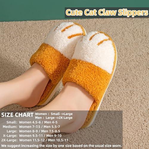 【並行輸入品】Cat Claw Slippers for Women Men Cute Fluffy Warm Cotton Plush Hoの画像