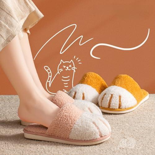 【並行輸入品】Cat Claw Slippers for Women Men Cute Fluffy Warm Cotton Plush Hoの画像