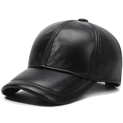 【並行輸入品】LUTICELI メンズ レディース ラムスキン レザー ベースボールキャップ アウトドア 旅行用， ブラック， One Size_1