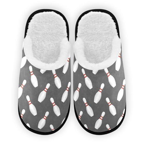 【並行輸入品】Glaphy Bowling Pins and Bowls House Slippers for Men, Memory Foa_1