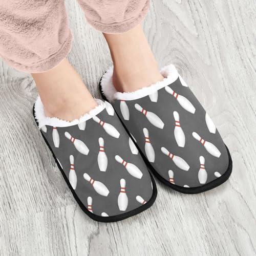 【並行輸入品】Glaphy Bowling Pins and Bowls House Slippers for Men, Memory Foa_4