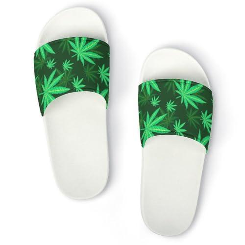 【並行輸入品】Jeireumteor Green Weed Leaf Pillow House Slippers Non Slip Showe_1