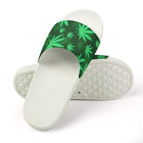 【並行輸入品】Jeireumteor Green Weed Leaf Pillow House Slippers Non Slip Showe_4