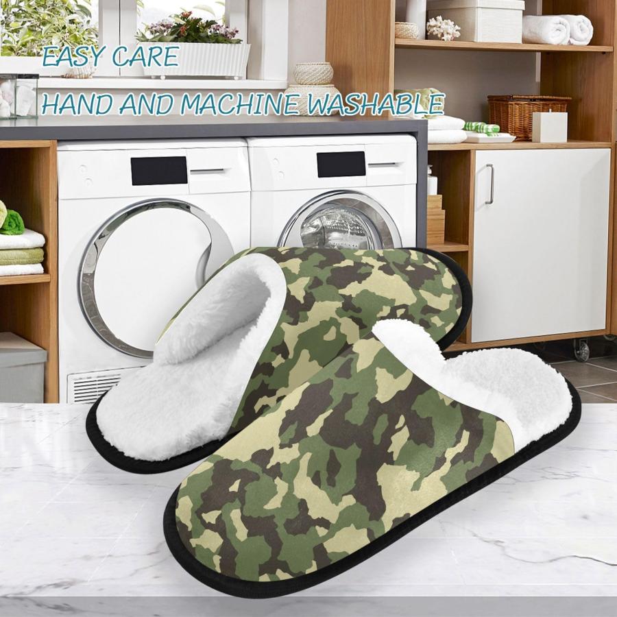 【並行輸入品】KOPIRIT Camouflage Army Green Slippers for Women Men Soft Non Slの画像