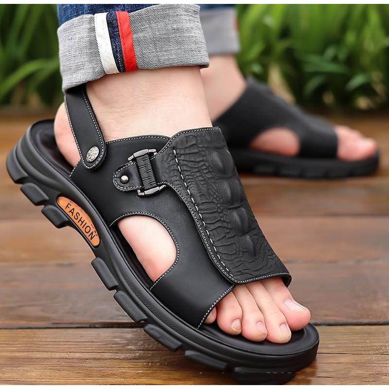 【並行輸入品】EGSUMAIL Men's Open Toe Adjustable Leather Sandals Outdoor Summe_3