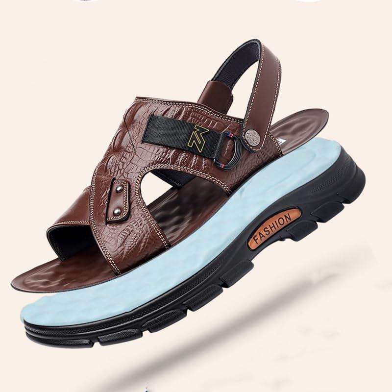 【並行輸入品】EGSUMAIL Men's Open Toe Adjustable Leather Sandals Outdoor Summe_7