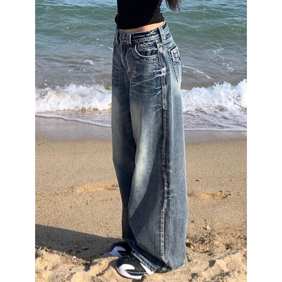 【並行輸入品】Pokn Y2k Grunge Pants Straight Leg Jeans Baggy Jeans Wide Leg Je_8