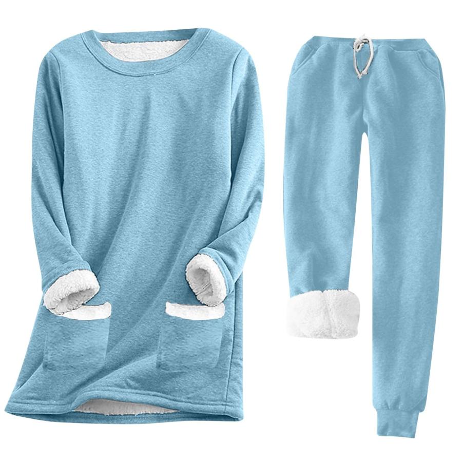 【並行輸入品】HICItro Women Fleece Lined Underwear Set 2 Piece Tracksuit Fuzzy