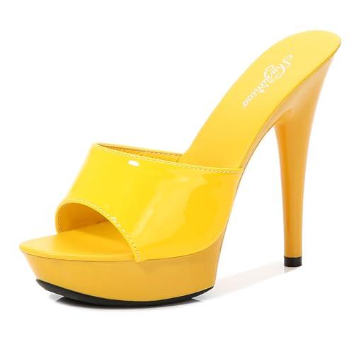 【並行輸入品】bbruriy Womens Platform Heeled Mules Stiletto Sandals Round Openの画像