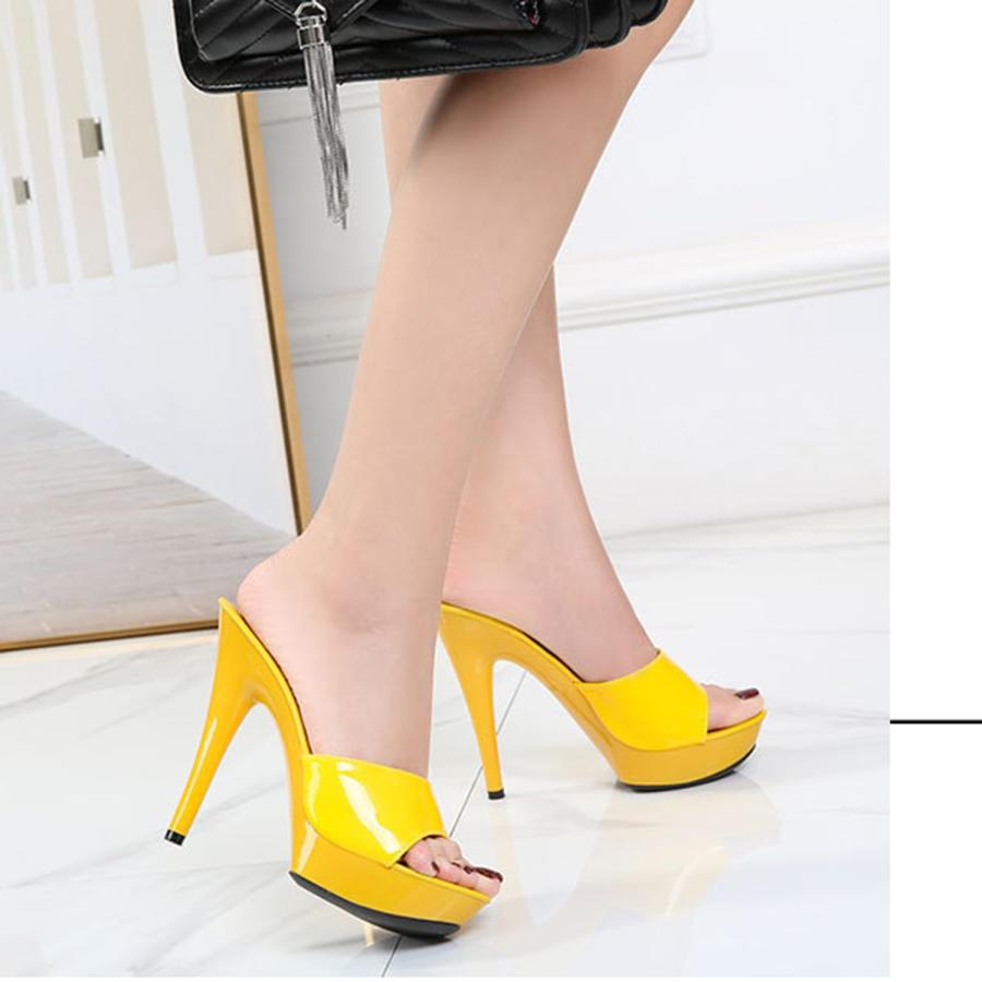 【並行輸入品】bbruriy Womens Platform Heeled Mules Stiletto Sandals Round Openの画像