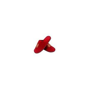 【並行輸入品】LOGOFUN Chinese Wedding Slippers Red Fuzzy Home Slippers Plush Sの画像
