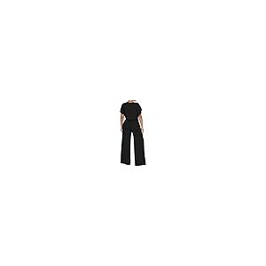 【並行輸入品】Ekaliy Women's 2 Piece Outfits Batwing Crop Top Wide Leg Pants M