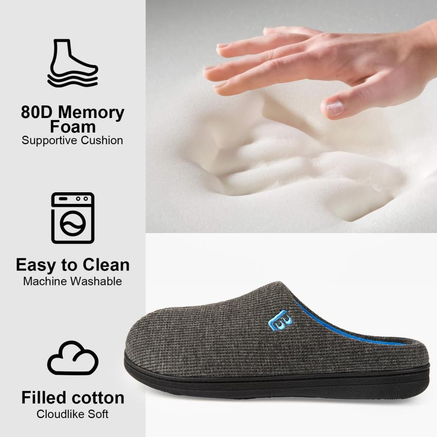 【並行輸入品】LongBay Men's Two Tone Slip On Slippers Memory Foam Comfy House_6