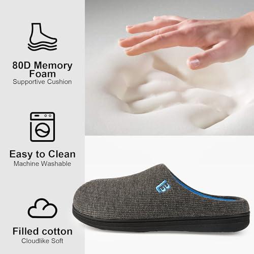 【並行輸入品】LongBay Men's Two Tone Slip On Slippers Memory Foam Comfy House_7