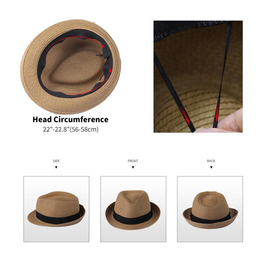 並行輸入品】DressVoguer Straw Fedora Hat for Women Men Short  display picture 3