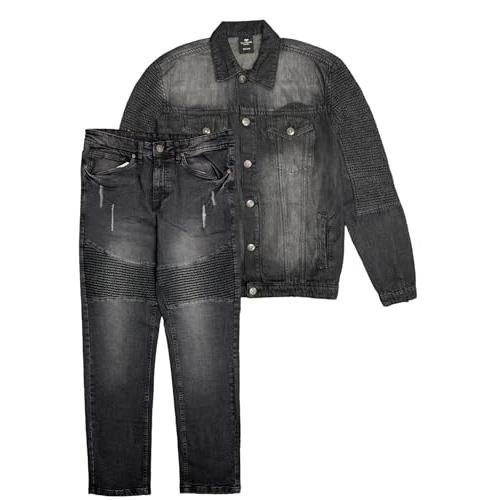 【並行輸入品】Royal Threads Canada Men's Biker Denim Jean Suit Classic Fit Jac